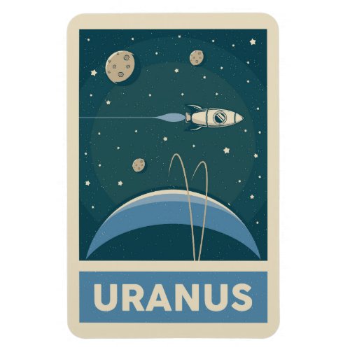 Uranus Retro Galaxy Rocket Magnet