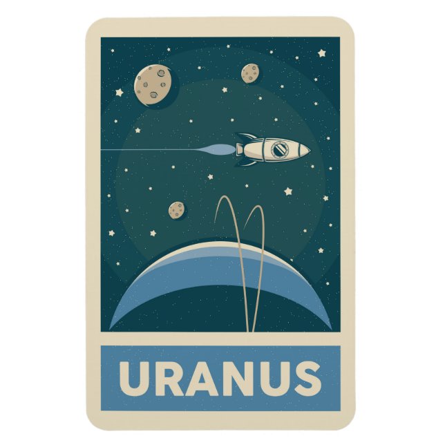Uranus Retro Galaxy Rocket Magnet (Vertical)