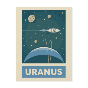 Uranus Retro Galaxy Rocket Postcard