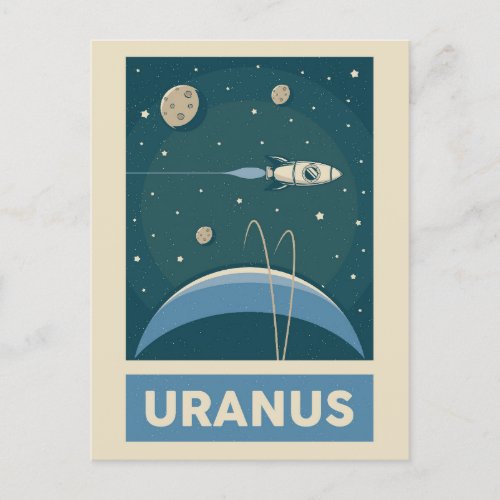 Uranus Retro Galaxy Rocket Postcard