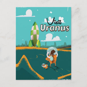 Uranus vintage cartoon Travel Poster Postcard