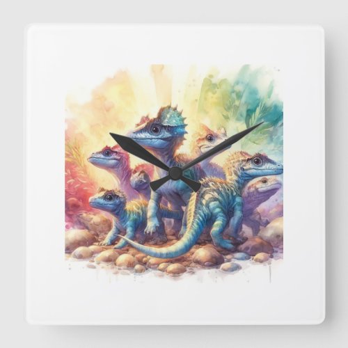 Urbacodon Family 060624AREF106 _ Watercolor Square Wall Clock