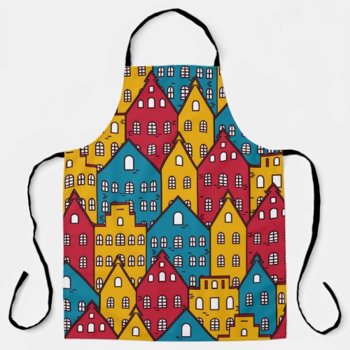 Urban abstract vintage city pattern apron