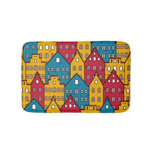 Urban abstract vintage city pattern bath mat