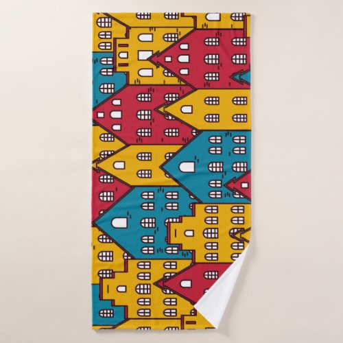 Urban abstract vintage city pattern bath towel