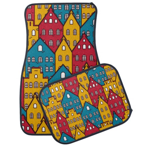Urban abstract vintage city pattern car floor mat