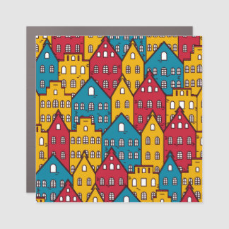 Urban abstract: vintage city pattern car magnet