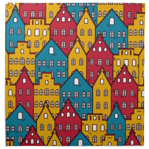 Urban abstract vintage city pattern cloth napkin