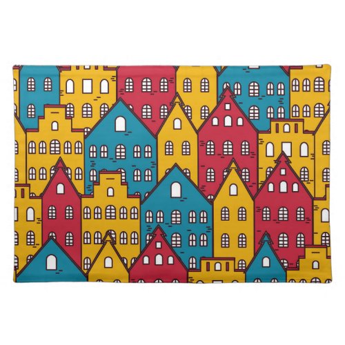 Urban abstract vintage city pattern cloth placemat
