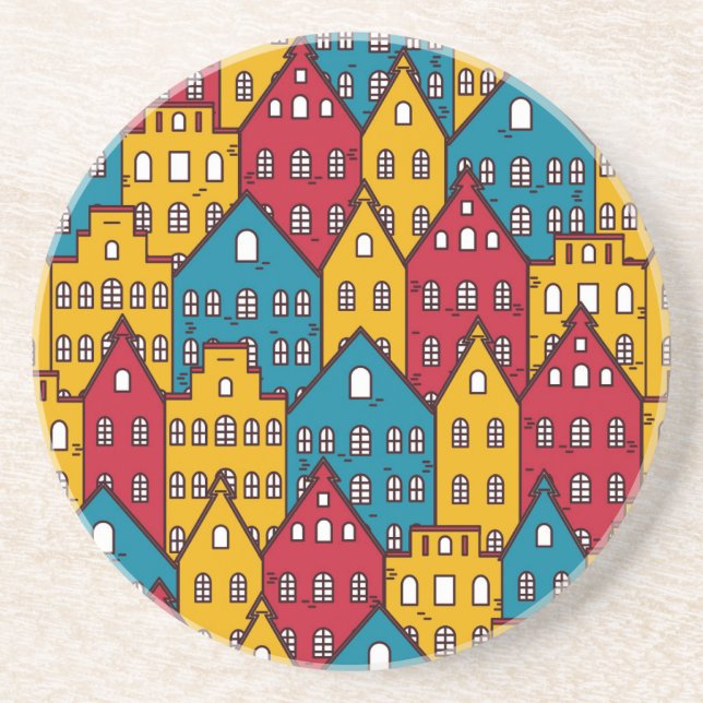 Urban abstract: vintage city pattern coaster (Front)