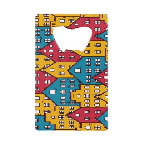 Urban abstract vintage city pattern credit card bottle opener