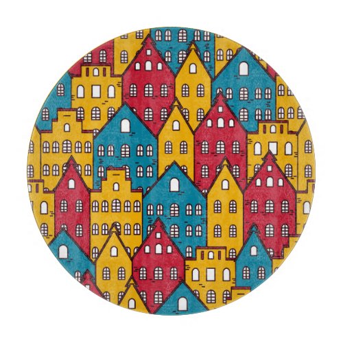 Urban abstract vintage city pattern cutting board