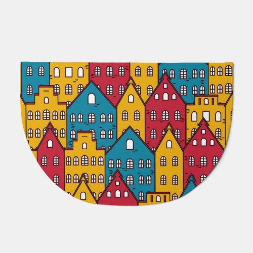 Urban abstract vintage city pattern doormat