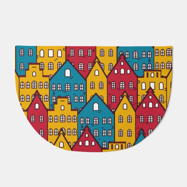 Urban abstract: vintage city pattern doormat (Front)