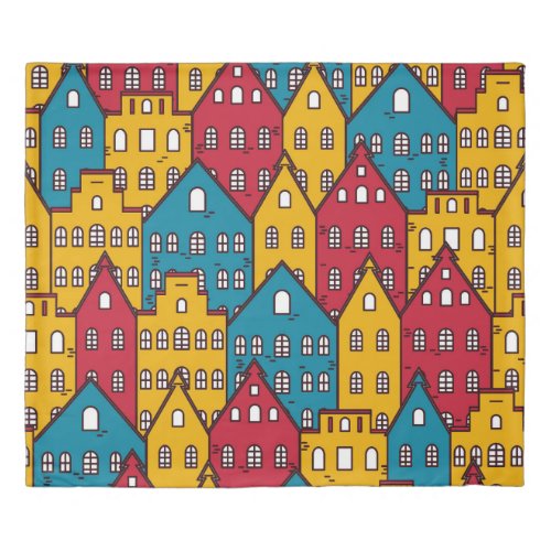 Urban abstract vintage city pattern duvet cover