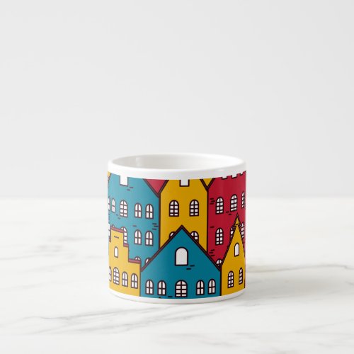 Urban abstract vintage city pattern espresso cup