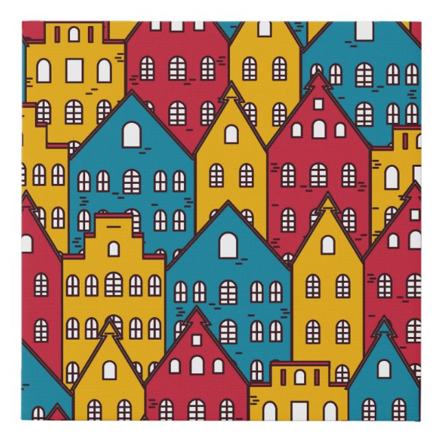 Urban abstract: vintage city pattern faux canvas print (Front)