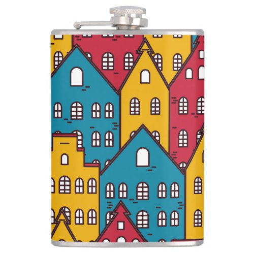 Urban abstract vintage city pattern flask