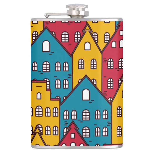 Urban abstract: vintage city pattern flask (Front)