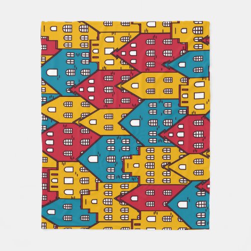 Urban abstract vintage city pattern fleece blanket