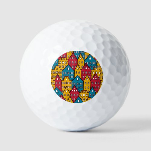 Urban abstract vintage city pattern golf balls