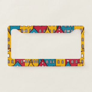 Urban abstract: vintage city pattern license plate frame
