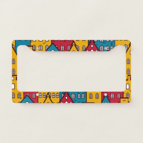 Urban abstract vintage city pattern license plate frame