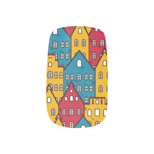 Urban abstract vintage city pattern minx nail art