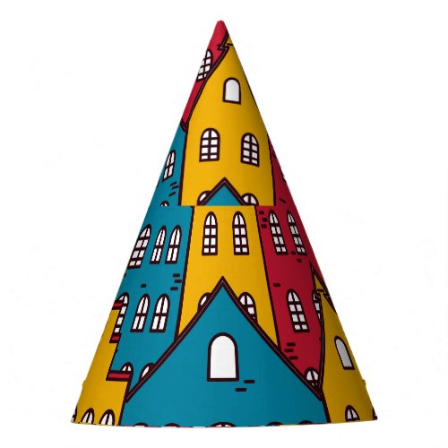 Urban abstract vintage city pattern party hat