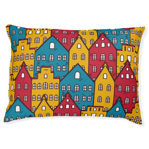 Urban abstract vintage city pattern pet bed
