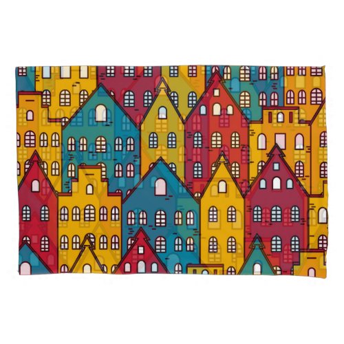 Urban abstract vintage city pattern pillow case