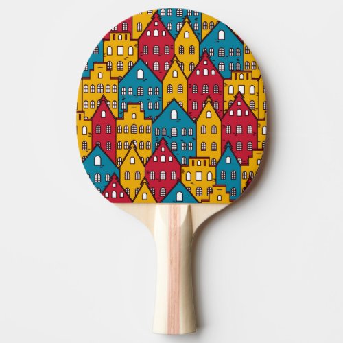 Urban abstract vintage city pattern ping pong paddle