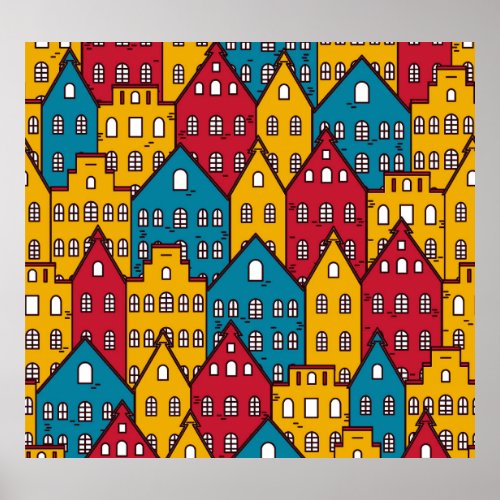 Urban abstract vintage city pattern poster