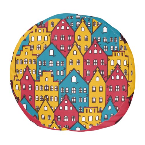 Urban abstract vintage city pattern pouf