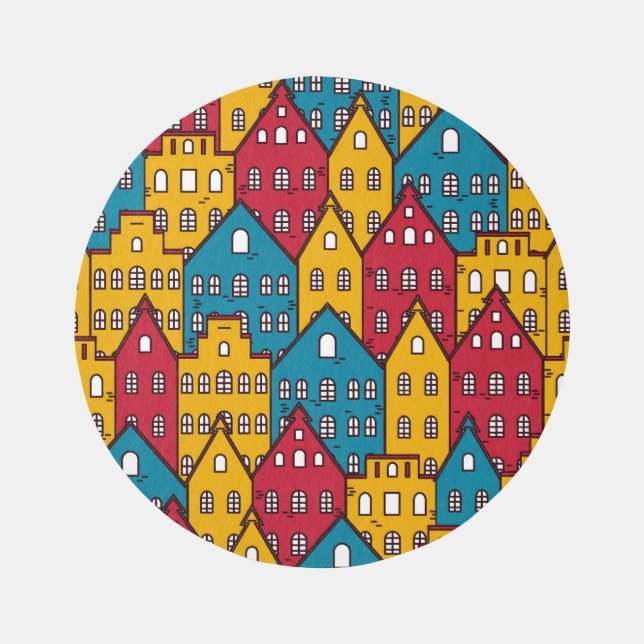 Urban abstract: vintage city pattern rug (Front)