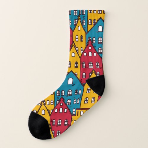 Urban abstract vintage city pattern socks