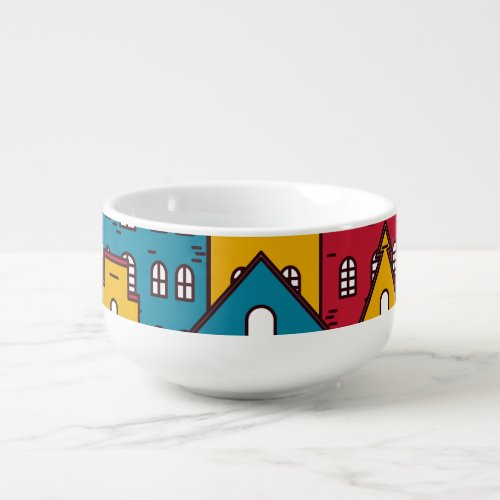 Urban abstract vintage city pattern soup mug