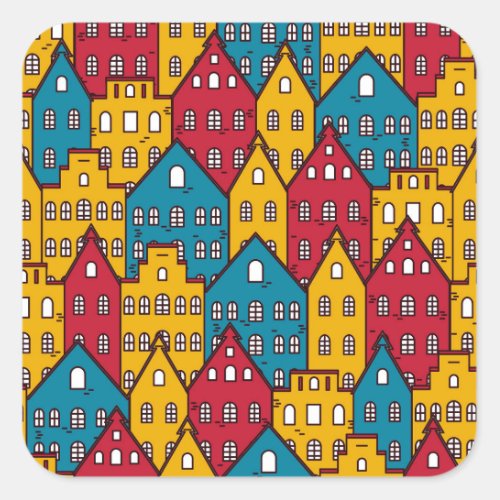 Urban abstract vintage city pattern square sticker