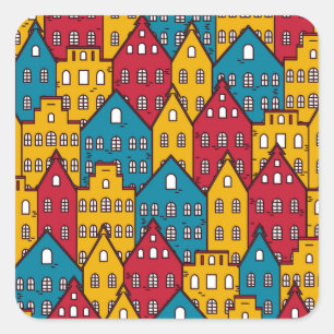 Urban abstract: vintage city pattern square sticker
