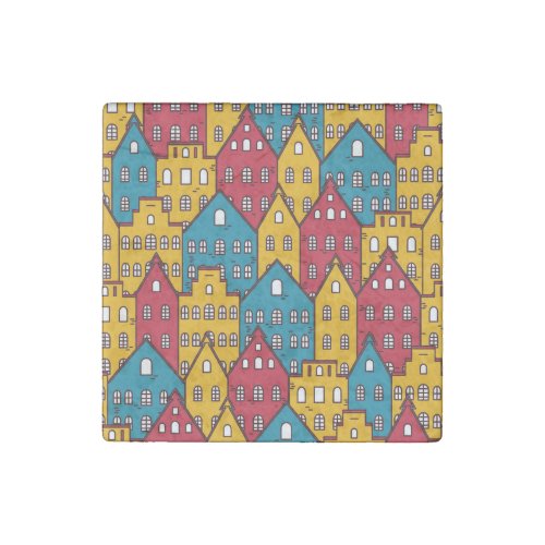 Urban abstract vintage city pattern stone magnet