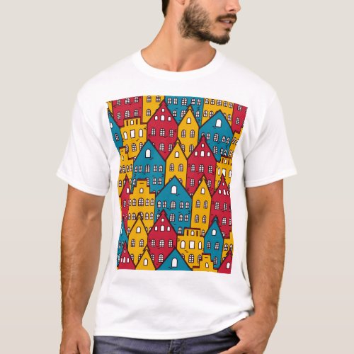 Urban abstract vintage city pattern T_Shirt