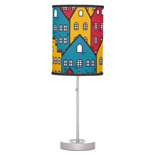 Urban abstract vintage city pattern table lamp