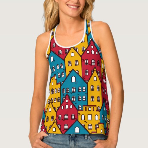 Urban abstract vintage city pattern tank top