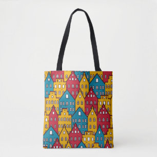 Urban abstract: vintage city pattern tote bag