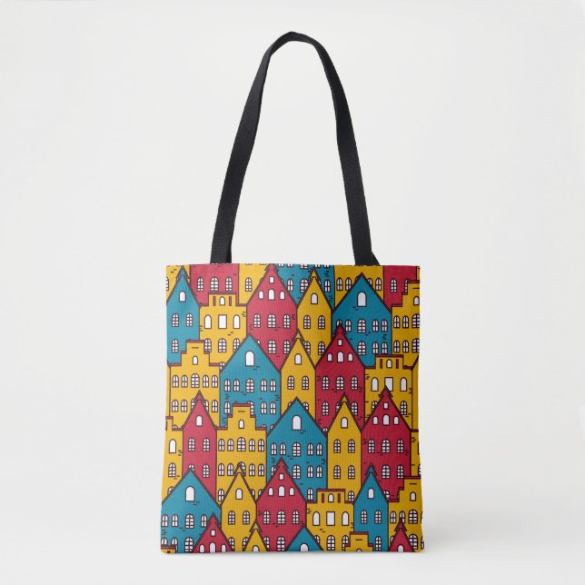 Urban abstract: vintage city pattern tote bag (Front)