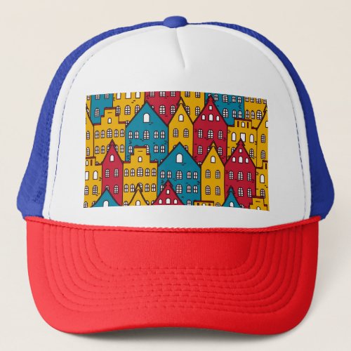 Urban abstract vintage city pattern trucker hat