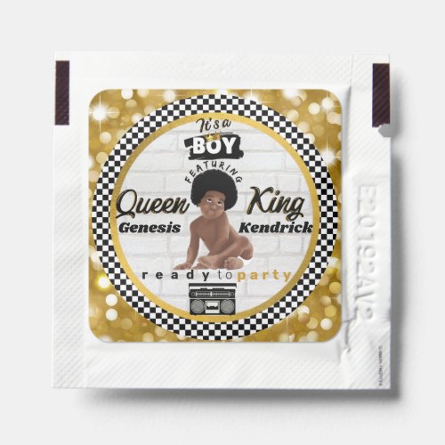 Urban Afro Baby Boy Hip Hop Retro Baby Shower Hand Sanitizer Packet