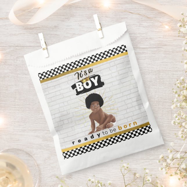 Urban Afro Baby Boy| Retro Hip Hop Baby Shower Favor Bag (Clipped)