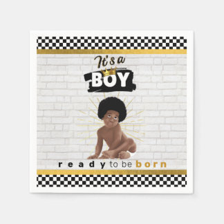 Urban Afro Baby Boy| Retro Hip Hop Baby Shower Napkins
