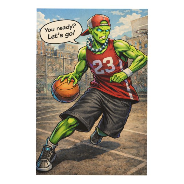 Urban Alien Basketball Player - Comic Style Art (Front)